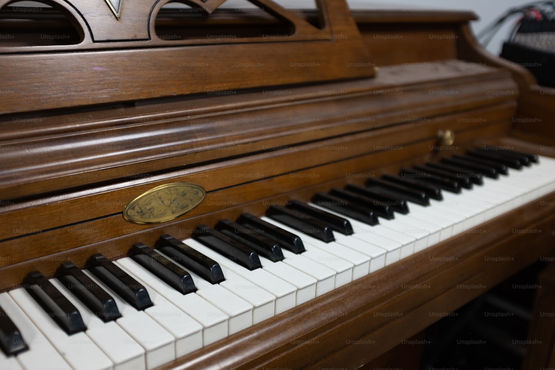 a close up of a piano with many keys