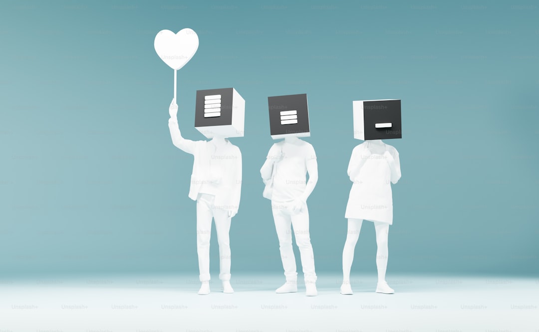 A group of people holding a heart shaped box