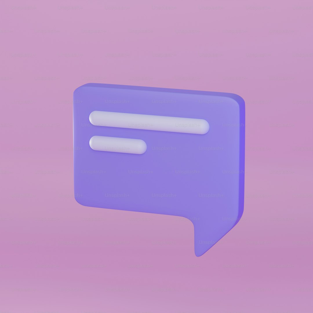 a purple speech bubble on a pink background