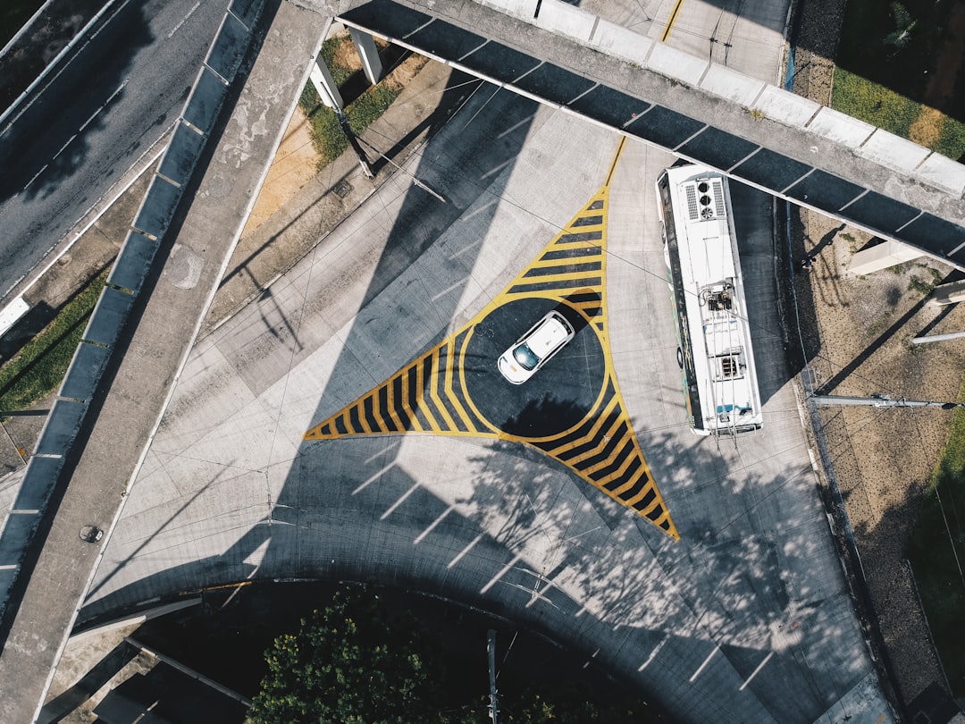 aerial view of gray and yellow concrete building