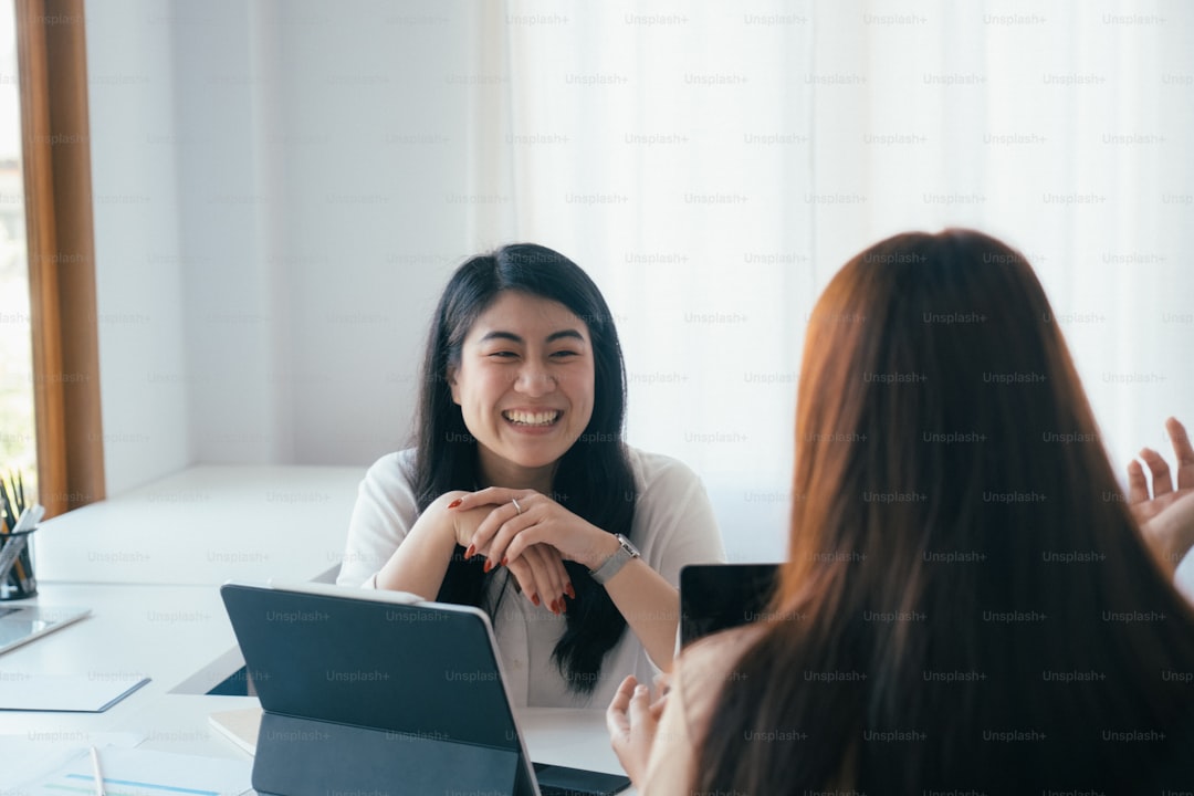 Business situation, job interview concept. Confident businessman in a job interview with a corporate personnel manager.