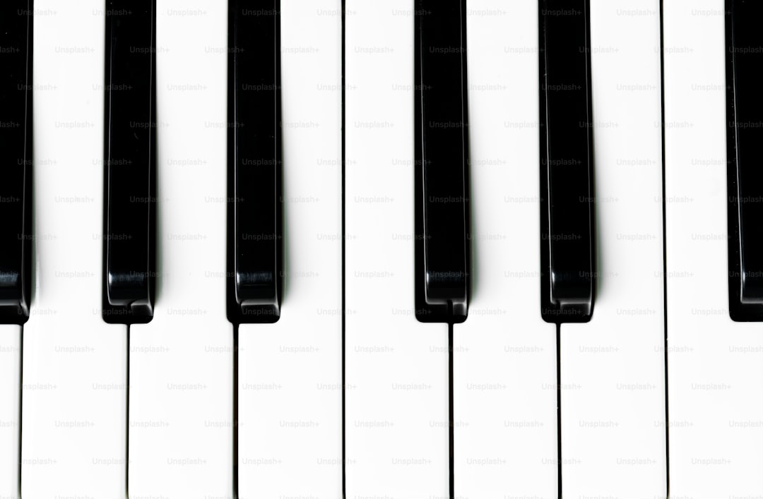 Closeup of piano keyboard