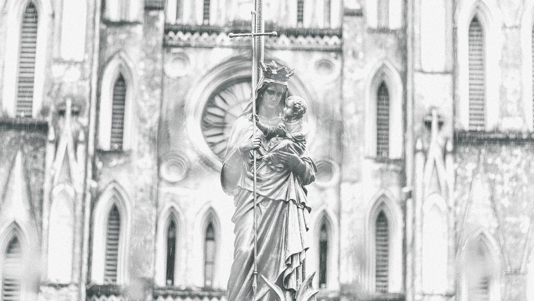 grayscale photo of angel statue