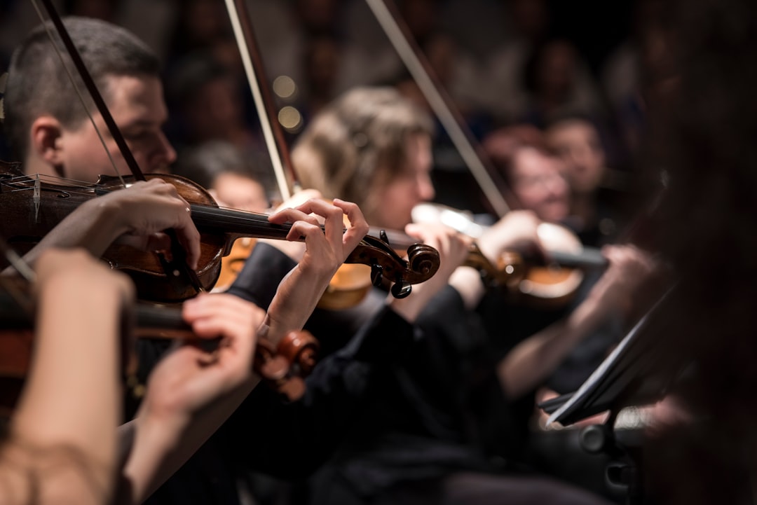 people playing violin inside dim room