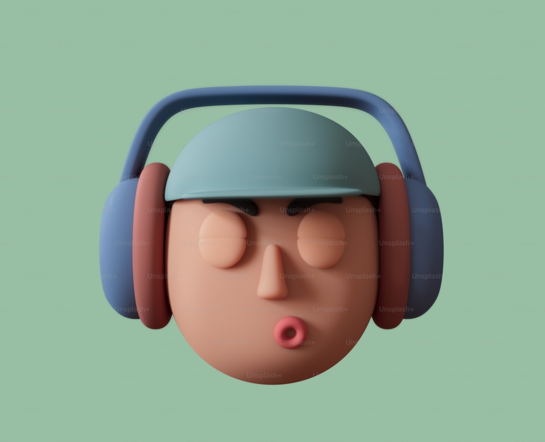 The head of a person with headphones on